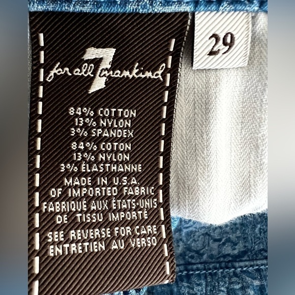 7 For All Mankind Moroccan Blue Jacquard Skinny Jeans - Size 29 - Picture 9 of 11